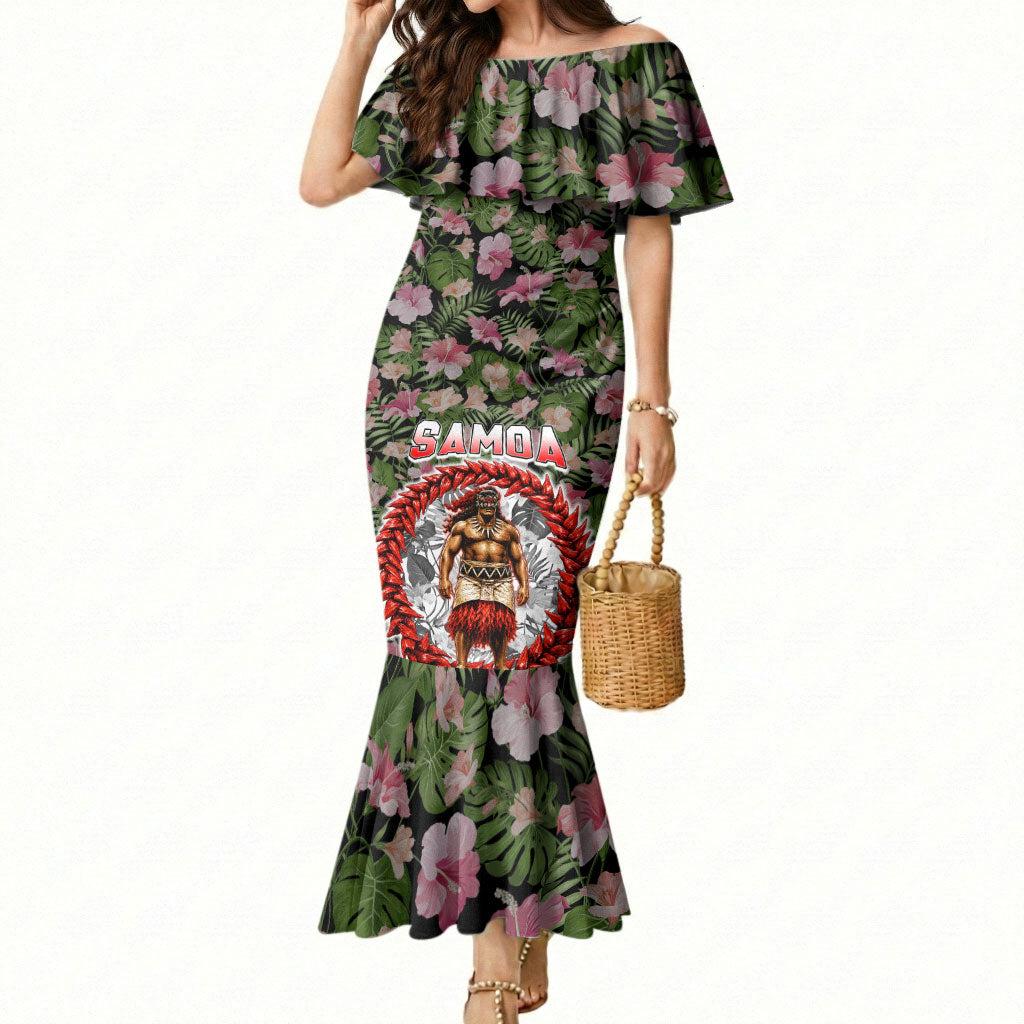 Samoa Aiga Polynesian Mermaid Dress Tropical Floral Hibiscus Pattern Island Heritage