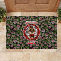 Samoa Aiga Polynesian Rubber Doormat Tropical Floral Hibiscus Pattern Island Heritage TS04 Green Red - Polynesian Pride