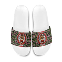 Samoa Aiga Polynesian Slide Sandals Tropical Floral Hibiscus Pattern Island Heritage TS04 Green Red - Polynesian Pride