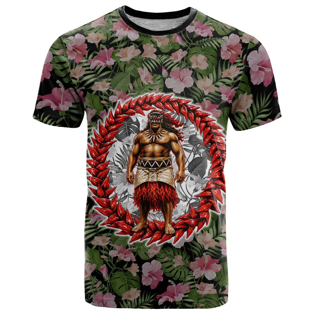 Samoa Aiga Polynesian T Shirt Tropical Floral Hibiscus Pattern Island Heritage TS04 Green Red - Polynesian Pride