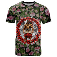 Samoa Aiga Polynesian T Shirt Tropical Floral Hibiscus Pattern Island Heritage TS04 Green Red - Polynesian Pride