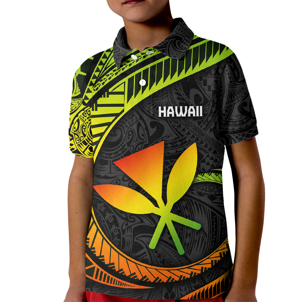 Hawaii Kanaka Maoli Kid Polo Shirt Polynesian Tornado Infusion Gradient TS04 Kid Gradient - Polynesian Pride