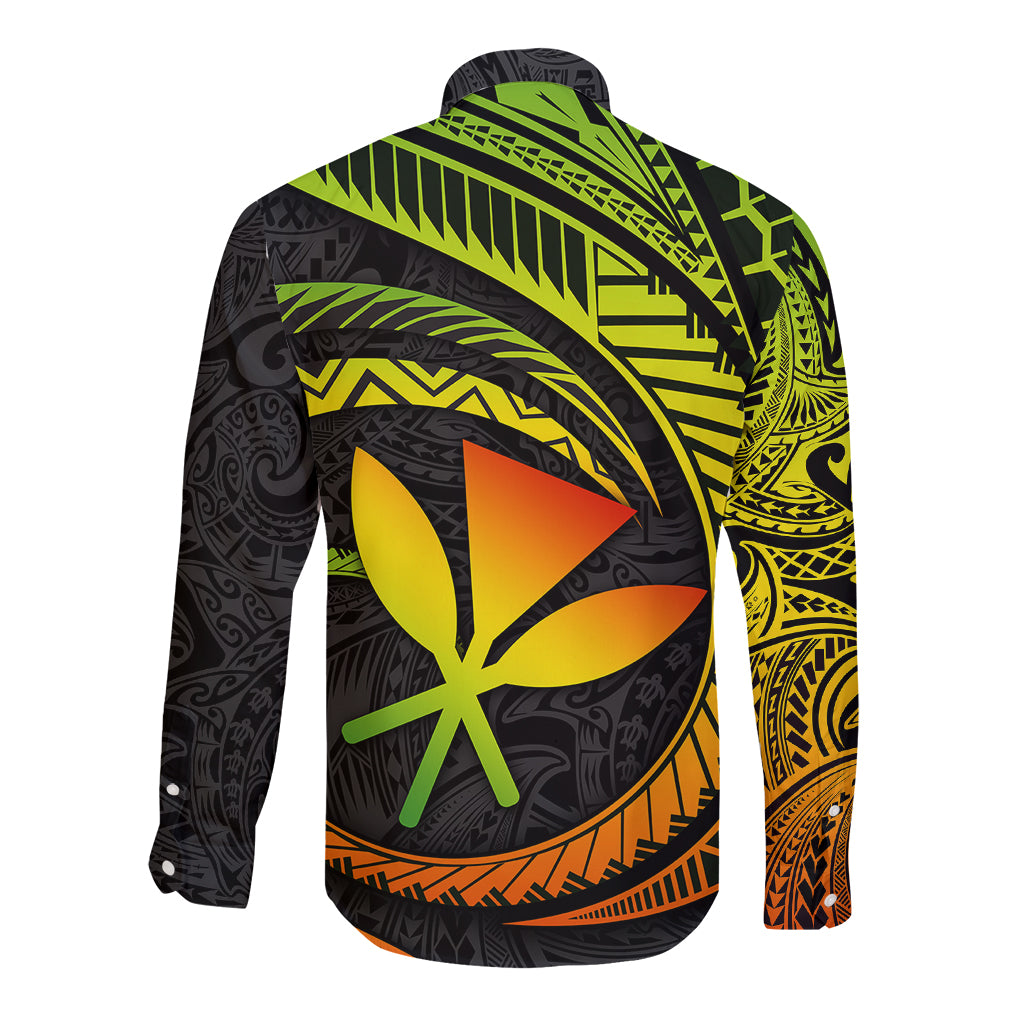 Hawaii Kanaka Maoli Long Sleeve Button Shirt Polynesian Tornado Infusion Gradient TS04 - Polynesian Pride