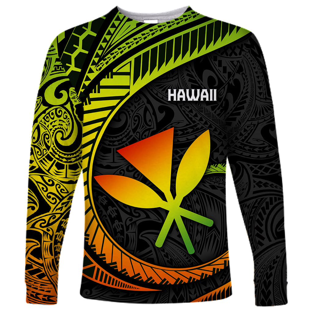 Hawaii Kanaka Maoli Long Sleeve Shirt Polynesian Tornado Infusion Gradient TS04 Unisex Gradient - Polynesian Pride