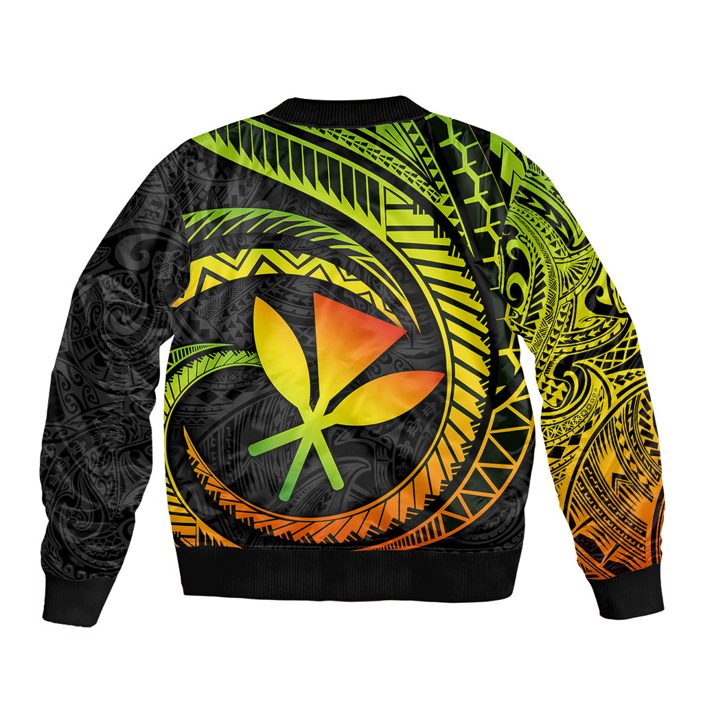 Hawaii Kanaka Maoli Sleeve Zip Bomber Jacket Polynesian Tornado Infusion Gradient TS04 - Polynesian Pride