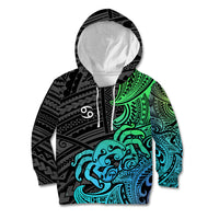 Zodiac Cancer Kid Hoodie Polynesian in Gradient Blue TS04 Hoodie Gradient Blue - Polynesian Pride