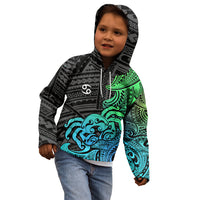 Zodiac Cancer Kid Hoodie Polynesian in Gradient Blue TS04 - Polynesian Pride
