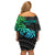 Zodiac Cancer Off Shoulder Short Dress Polynesian in Gradient Blue TS04 - Polynesian Pride