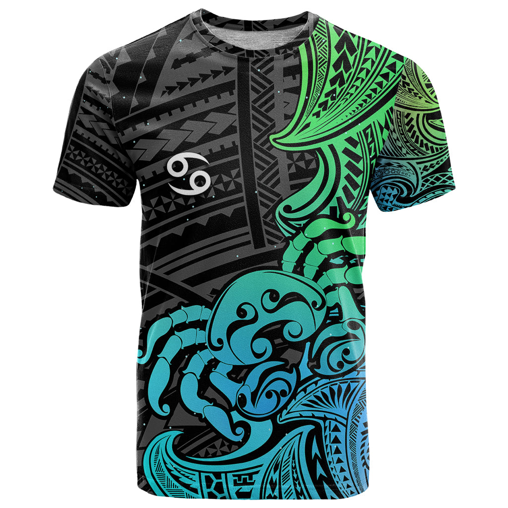 Zodiac Cancer T Shirt Polynesian in Gradient Blue TS04 Gradient Blue - Polynesian Pride