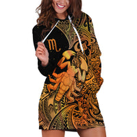 Zodiac Scorpio Hoodie Dress Polynesian in Orange TS04 Orange - Polynesian Pride