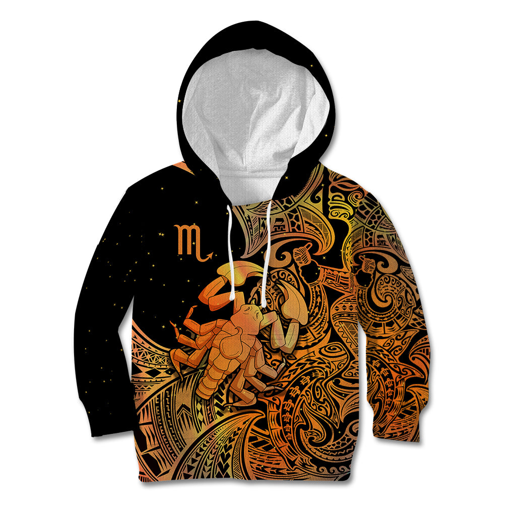 Zodiac Scorpio Kid Hoodie Polynesian in Orange TS04 Hoodie Orange - Polynesian Pride
