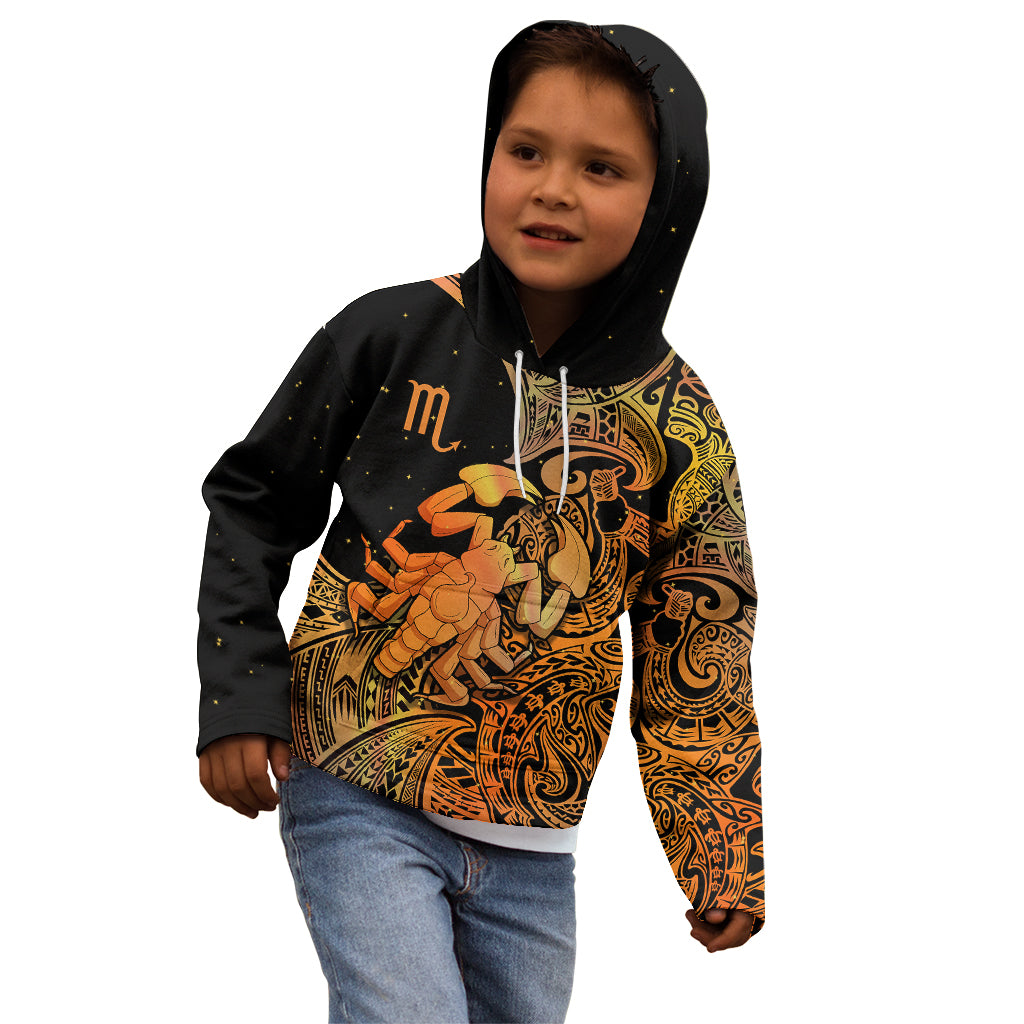 Zodiac Scorpio Kid Hoodie Polynesian in Orange TS04 - Polynesian Pride