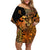 Zodiac Scorpio Off Shoulder Short Dress Polynesian in Orange TS04 Women Orange - Polynesian Pride