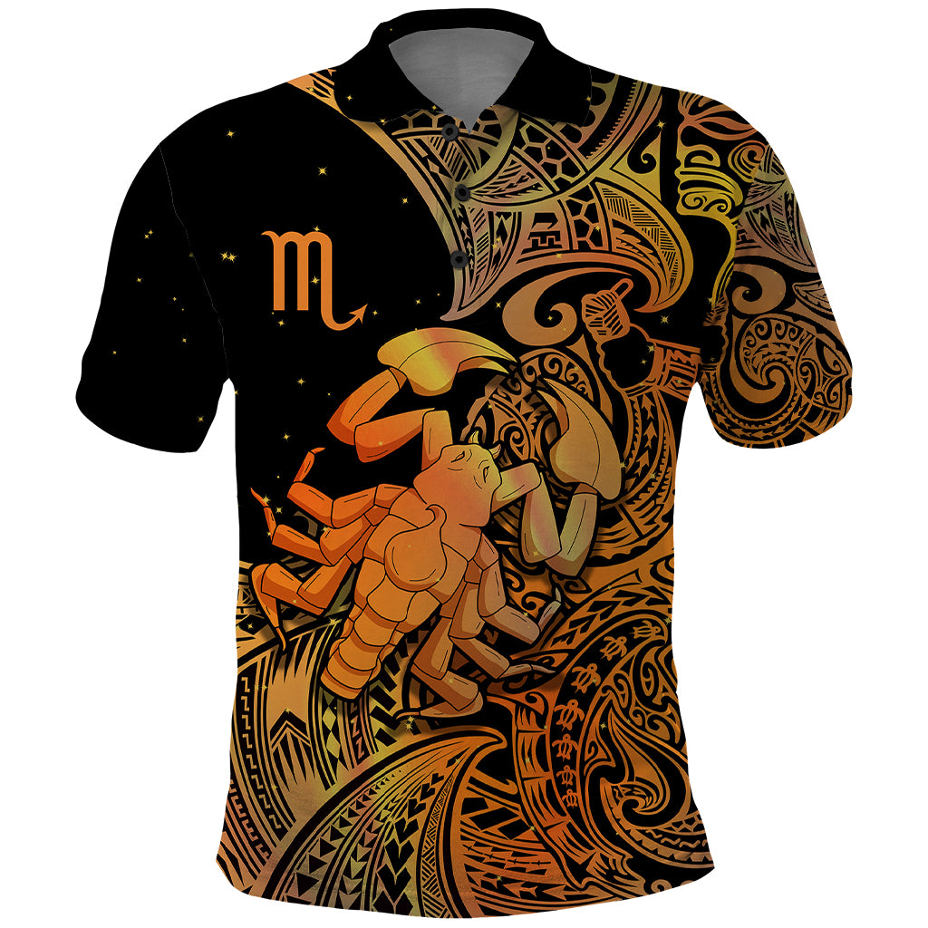 Zodiac Scorpio Polo Shirt Polynesian in Orange TS04 Orange - Polynesian Pride