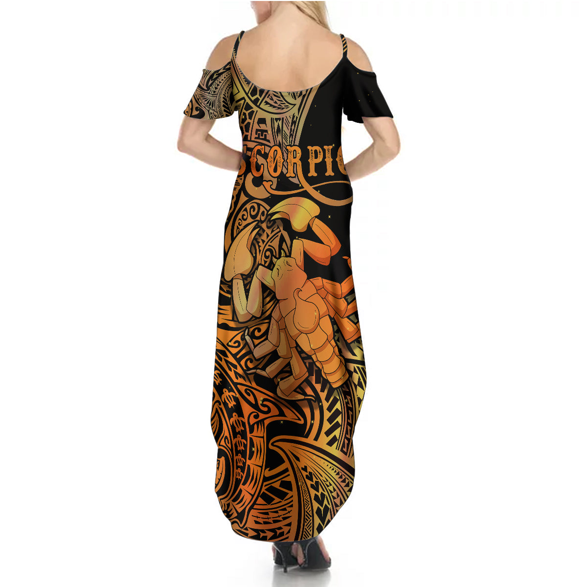 Zodiac Scorpio Summer Maxi Dress Polynesian in Orange TS04 - Polynesian Pride