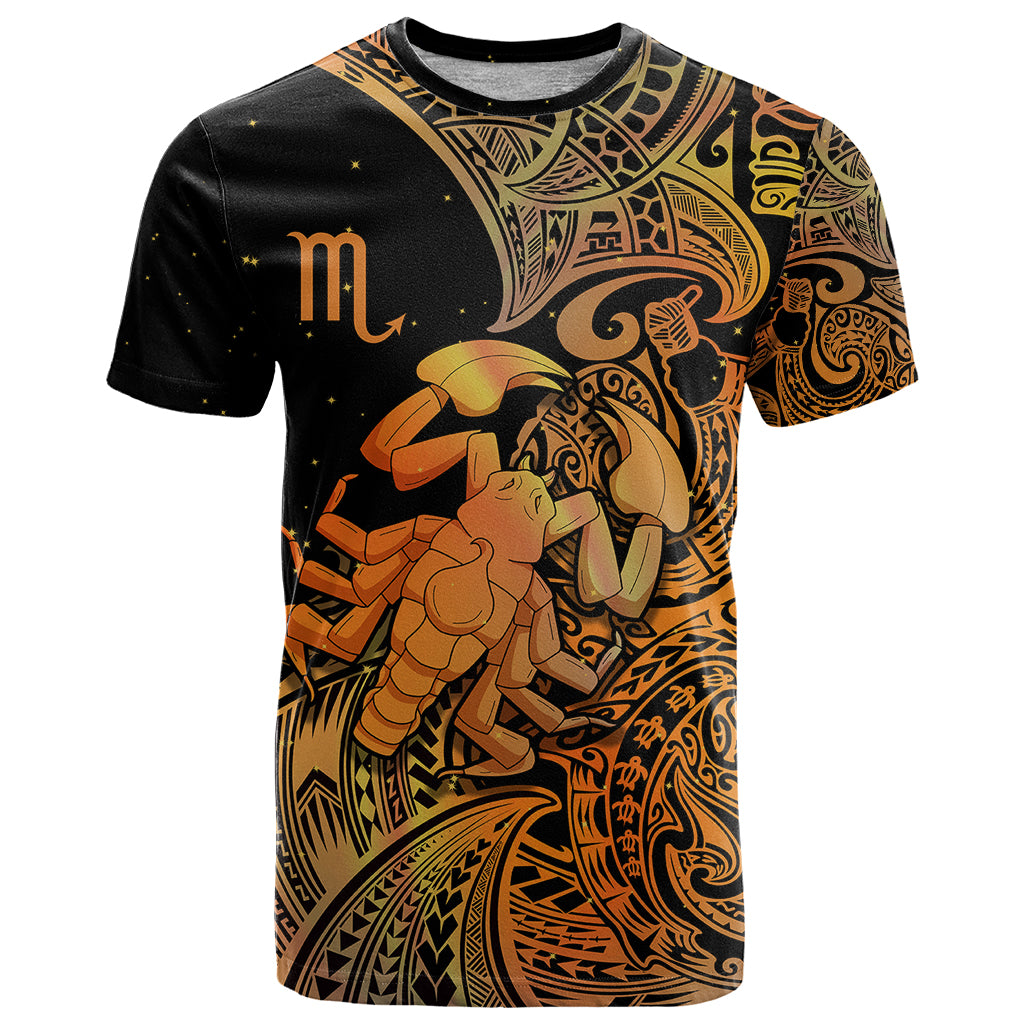 Zodiac Scorpio T Shirt Polynesian in Orange TS04 Orange - Polynesian Pride