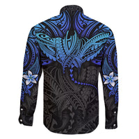 Polynesian Ray Pattern Family Matching Off Shoulder Long Sleeve Dress and Hawaiian Shirt TS04 - Polynesian Pride