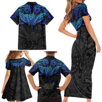 Polynesian Ray Pattern Family Matching Short Sleeve Bodycon Dress and Hawaiian Shirt TS04 - Polynesian Pride