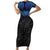 Polynesian Ray Pattern Short Sleeve Bodycon Dress TS04 Long Dress Black/Blue - Polynesian Pride