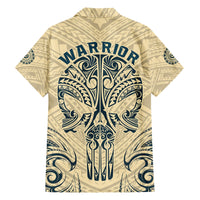 Polynesian Family Matching Off Shoulder Short Dress and Hawaiian Shirt Warrior Skull with Tribal Patterns Tattoo Design TS04 - Polynesian Pride