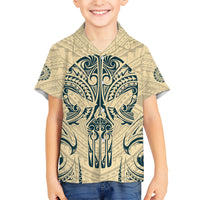 Polynesian Hawaiian Shirt Warrior Skull with Tribal Patterns Tattoo Design TS04 - Polynesian Pride