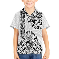Hawaii Kid Hawaiian Shirt with Polynesian Turtle TS04 Kid Black/White - Polynesian Pride