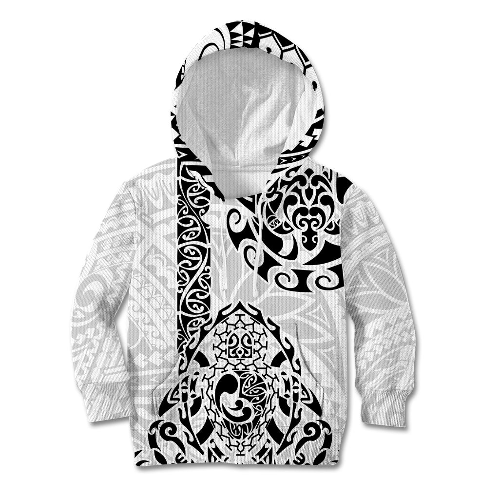 Hawaii Kid Hoodie with Polynesian Turtle TS04 Black/White - Polynesian Pride