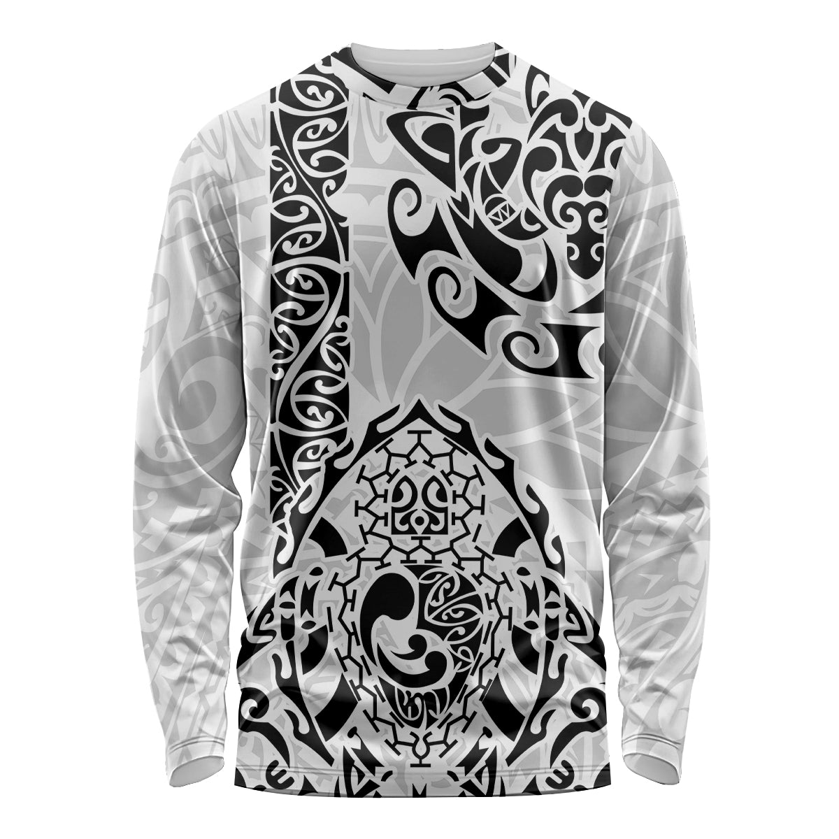 Hawaii Long Sleeve Shirt with Polynesian Turtle TS04 Unisex Black/White - Polynesian Pride