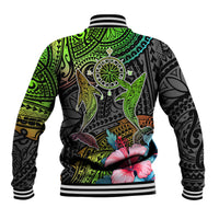 Polynesian Baseball Jacket Whales and Compass Gradient Pattern TS04 - Polynesian Pride