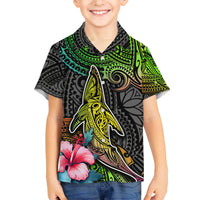 Polynesian Family Matching Short Sleeve Bodycon Dress and Hawaiian Shirt Whales and Compass Gradient Pattern TS04 Son's Shirt Gradient - Polynesian Pride