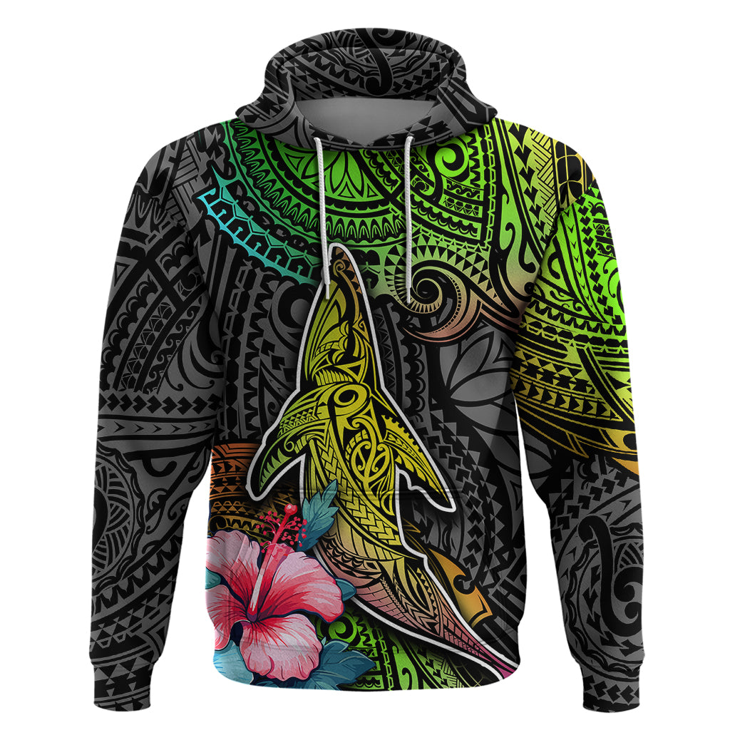 Polynesian Hoodie Whales and Compass Gradient Pattern TS04 Gradient - Polynesian Pride