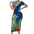 Polynesian Family Matching Short Sleeve Bodycon Dress and Hawaiian Shirt Whale Pattern and Hibiscus Flowers TS04 Mom's Dress Multicolor - Polynesian Pride