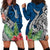 Polynesian Hoodie Dress Whale Pattern and Hibiscus Flowers TS04 - Polynesian Pride