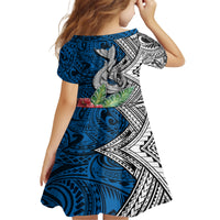 Polynesian Kid Short Sleeve Dress Whale Pattern and Hibiscus Flowers TS04 - Polynesian Pride