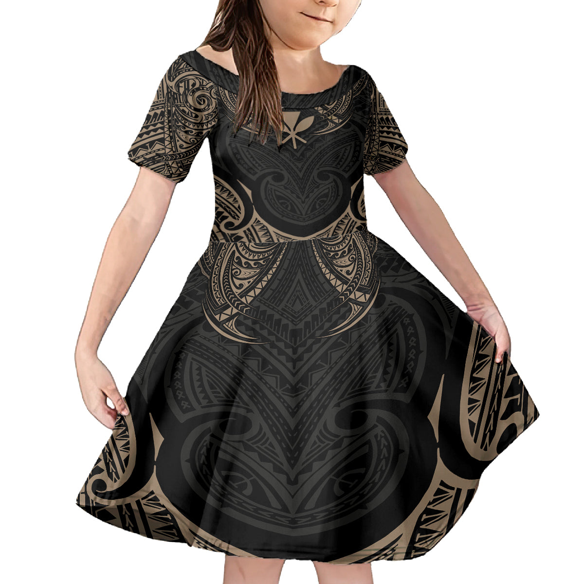 Polynesian Hawaii Tattoo Kid Short Sleeve Dress TS04 KID Multicolor - Polynesian Pride