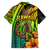 Hawaii Hawaiian Shirt Polynesian Fish Hook and Hibiscus Flowers with Gradient Pattern TS04 - Polynesian Pride