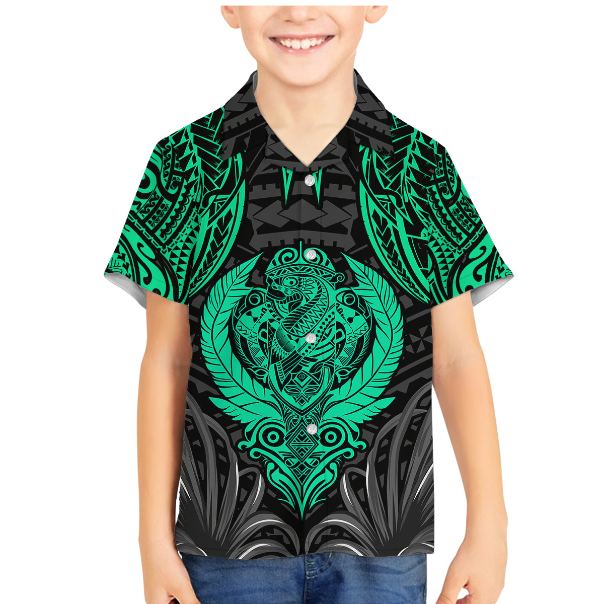 Polynesian Family Matching Mermaid Dress and Hawaiian Shirt Abstract Tiki TS04 Son's Shirt Black/Yellow - Polynesian Pride