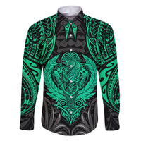 Polynesian Family Matching Tank Maxi Dress and Hawaiian Shirt Abstract Tiki TS04 Dad's Shirt - Long Sleeve Black/Yellow - Polynesian Pride