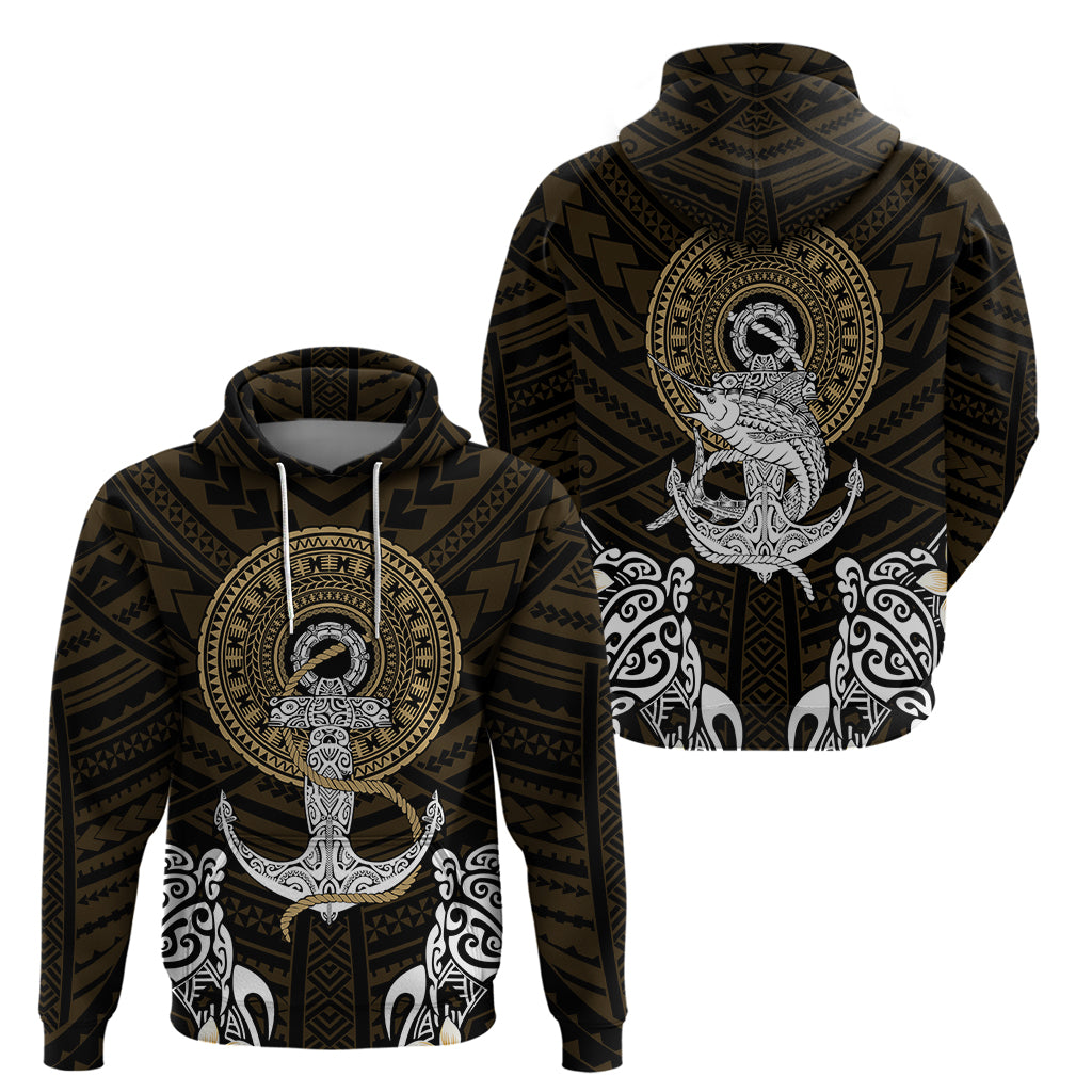 Polynesian Swordfish Hoodie with Anchor Pattern and Tribal Turtle TS04 - Polynesian Pride