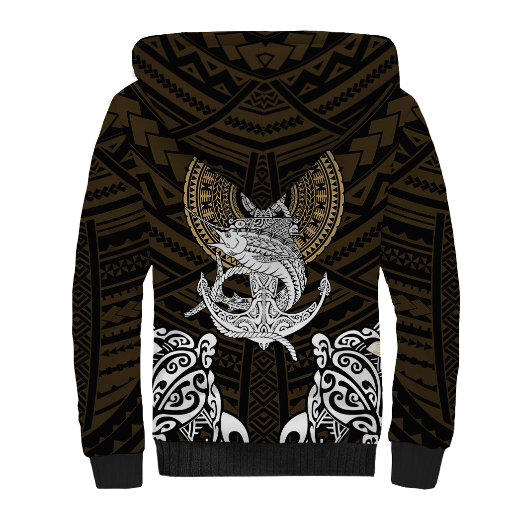 Polynesian Swordfish Sherpa Hoodie with Anchor Pattern and Tribal Turtle TS04 Unisex Multicolor - Polynesian Pride