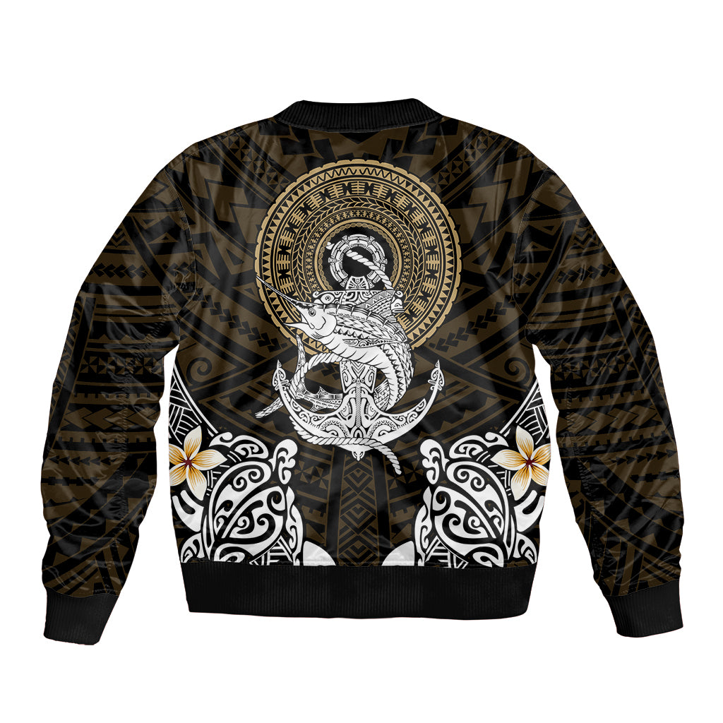 Polynesian Swordfish Sleeve Zip Bomber Jacket with Anchor Pattern and Tribal Turtle TS04 Unisex Multicolor - Polynesian Pride