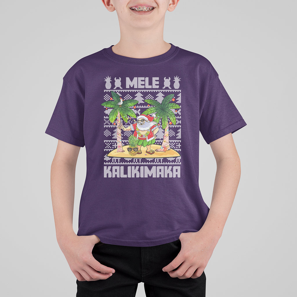Mele Kalikimaka Santa Hawaiian Christmas Hula Dance T Shirt For Kid TS09 Purple - Polynesian Pride