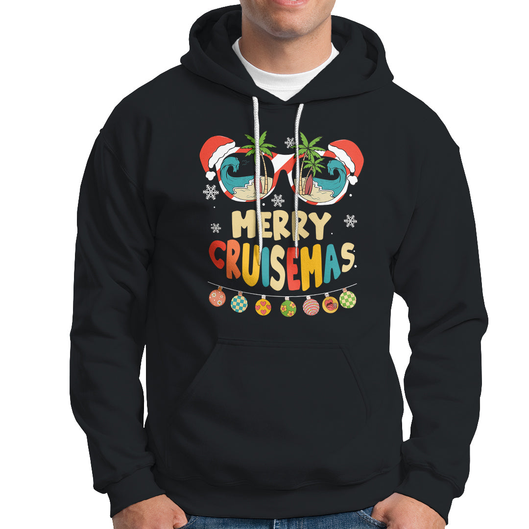 Merry Cruisemas Hawaiian Christmas Palm Tree Sunglass Hoodie TS09 Black - Polynesian Pride