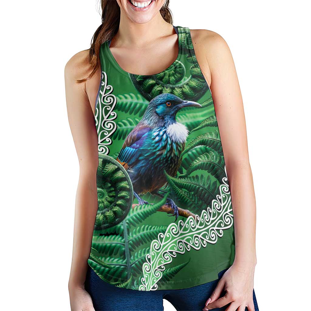 Tui Bird Koru Silver Fern Aotearoa Women Racerback Tank