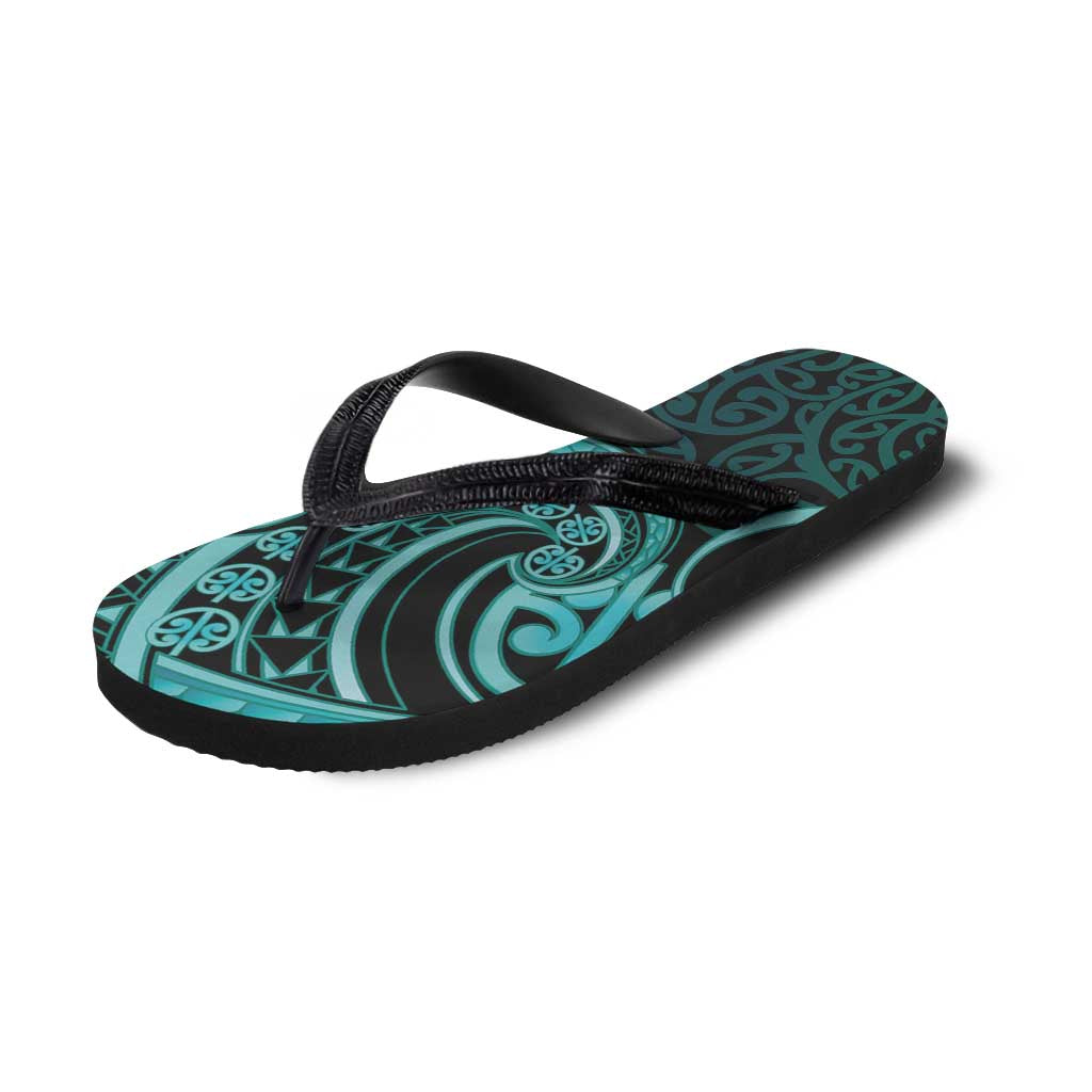 Turquoise New Zealand Mangopare Flip Flops Aotearoa Maori Koru Style - Polynesian Pride