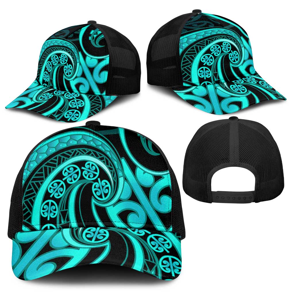 Turquoise New Zealand Mangopare Mesh Trucker Cap Aotearoa Maori Koru Style - Polynesian Pride