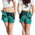 Turquoise New Zealand Mangopare Shorts for Women Aotearoa Maori Koru Style