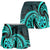 Turquoise New Zealand Mangopare Shorts for Women Aotearoa Maori Koru Style