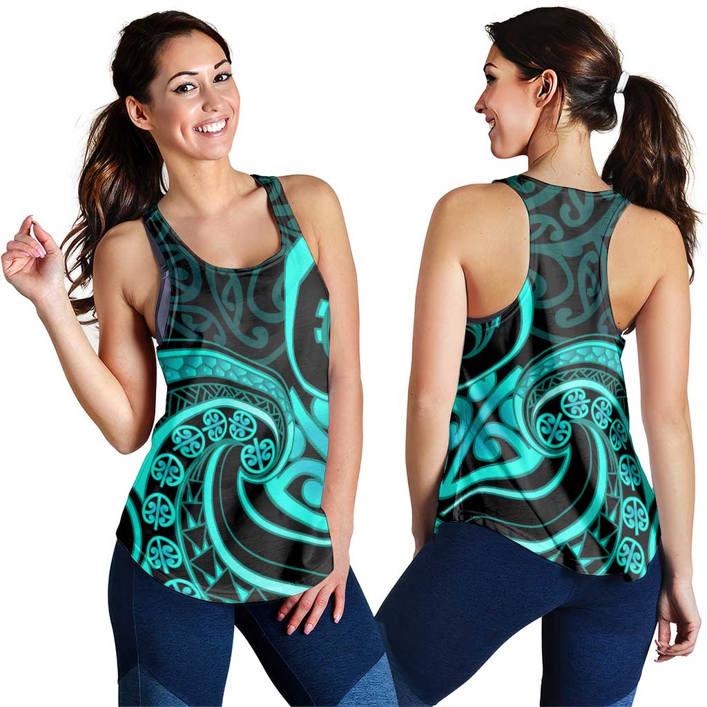 Turquoise New Zealand Mangopare Women Racerback Tank Aotearoa Maori Koru Style LT14