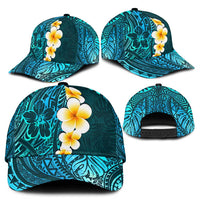 Turquosie Polynesia Classic Cap Plumeria Tropical Leaves With Galaxy Polynesian Art LT14